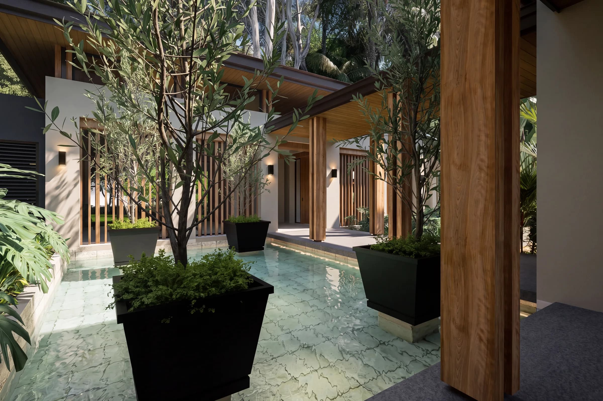 Reflecting pool at Selva Grand House